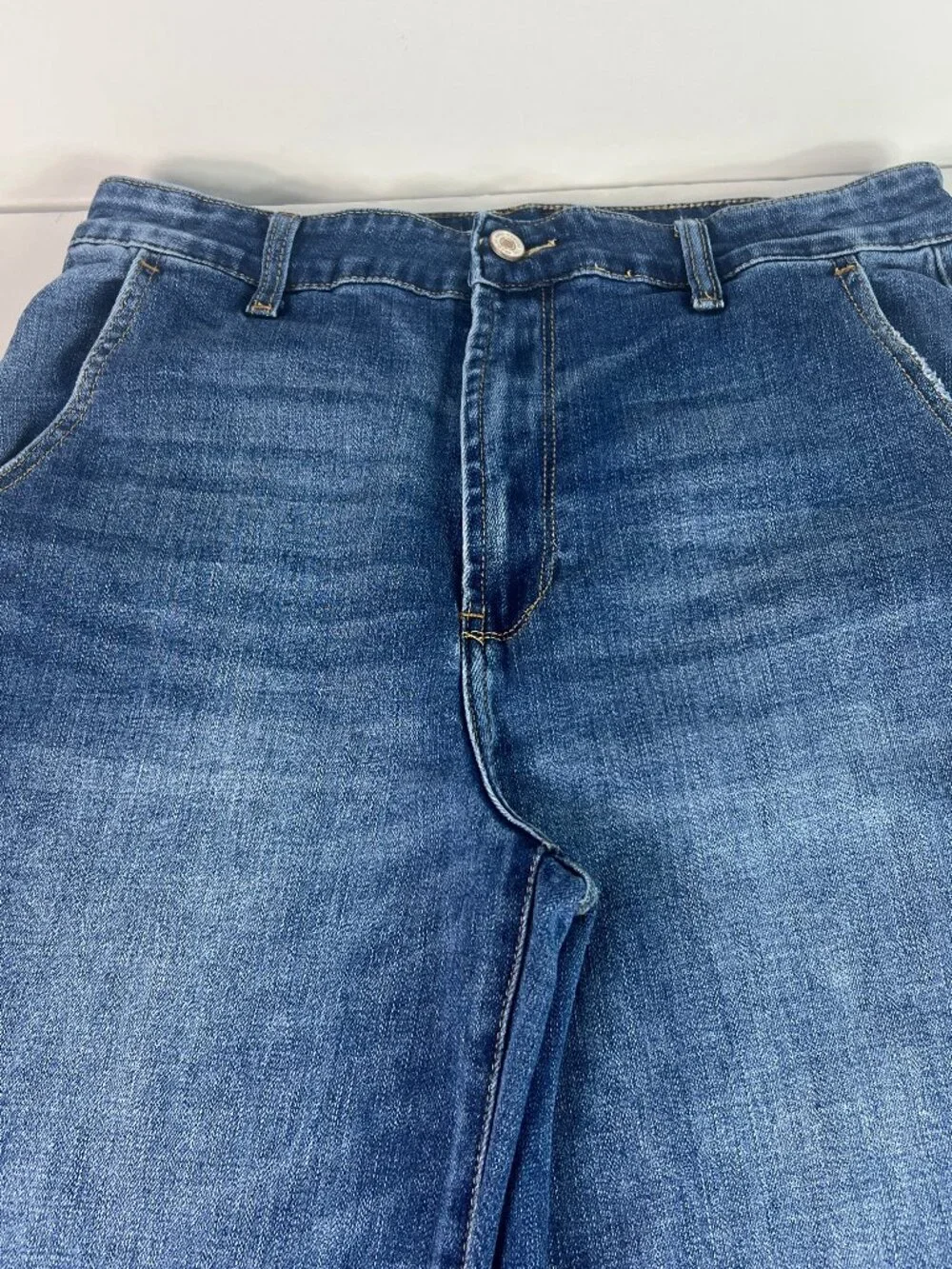 KanCan Jeans Junior's 31x31* Celine High Rise Wide Leg Blue Stretch Denim Tag 13